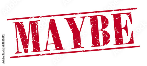 maybe red grunge vintage stamp isolated on white background