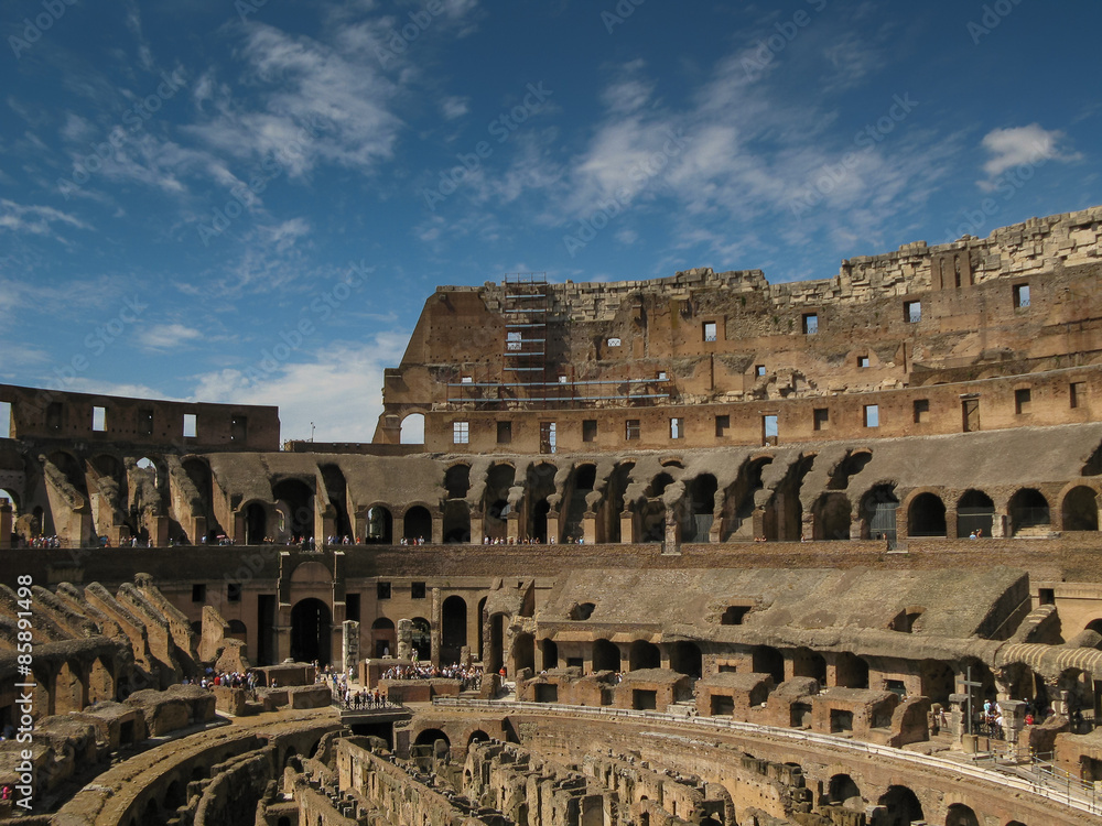 Ruins of the Roman amphitheater Coliseum, Rome, Italy 
