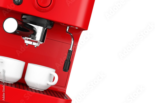 Fototapeta Naklejka Na Ścianę i Meble -  Closeup Espresso Coffee Making Machine. 3d rendering