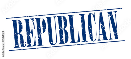republican blue grunge vintage stamp isolated on white background
