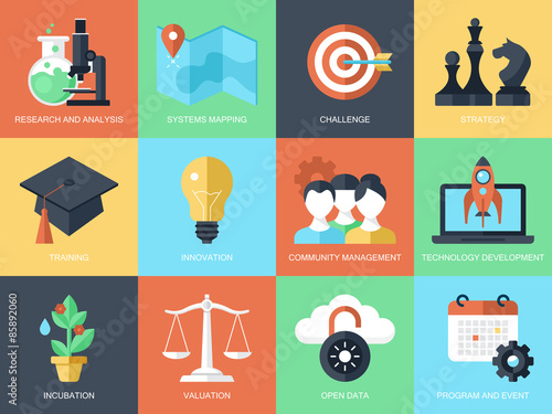 Flat stylish icons for web design, logo design and website servi