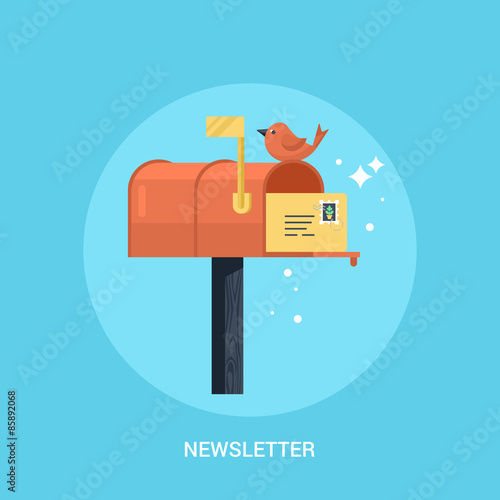 Mailbox flat modern icon. Concept of newsletter promotion
