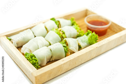 Rice paper wrapped vegetable with vermicelli noodles photo