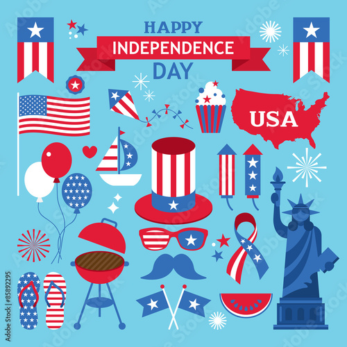 USA independence day clip art. July 4th design elements