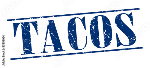 tacos blue grunge vintage stamp isolated on white background