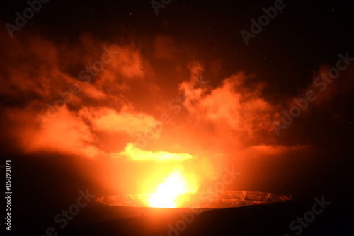  Astrophotography time lapse footage of stars over active Halemaumau Crater of Kilauea Volcano in Hawaii Volcanoes National Park, Hawaii photo