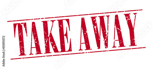 take away red grunge vintage stamp isolated on white background