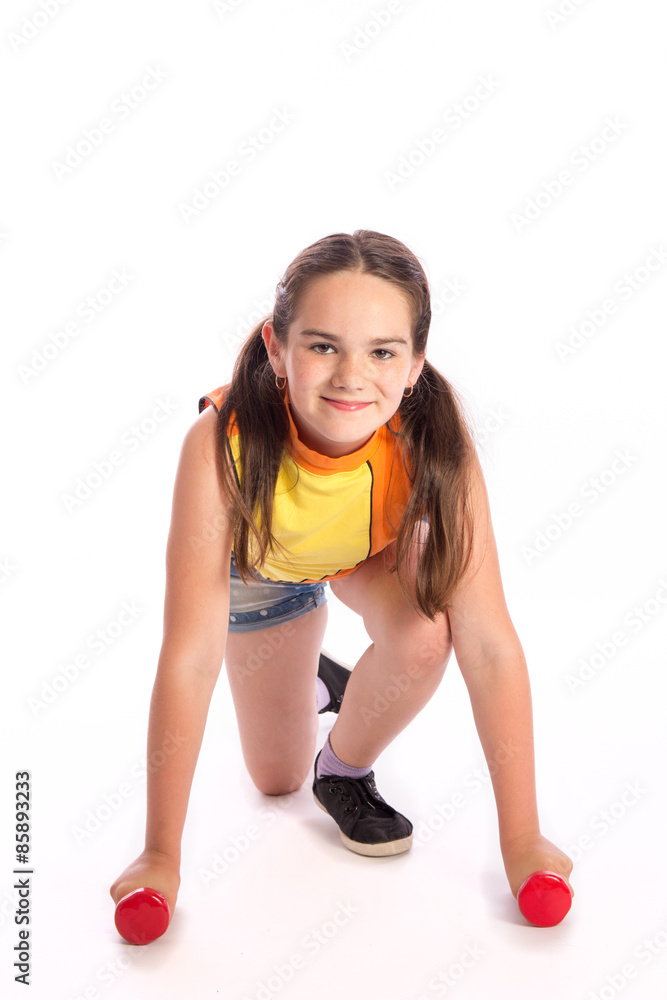 Girl with dumbbells Girl with dumbbells