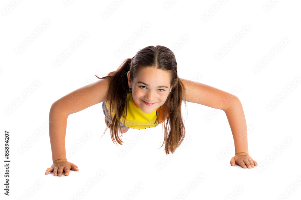 Girl athlete isolation on a white background Girl athlete isolation on a white background
