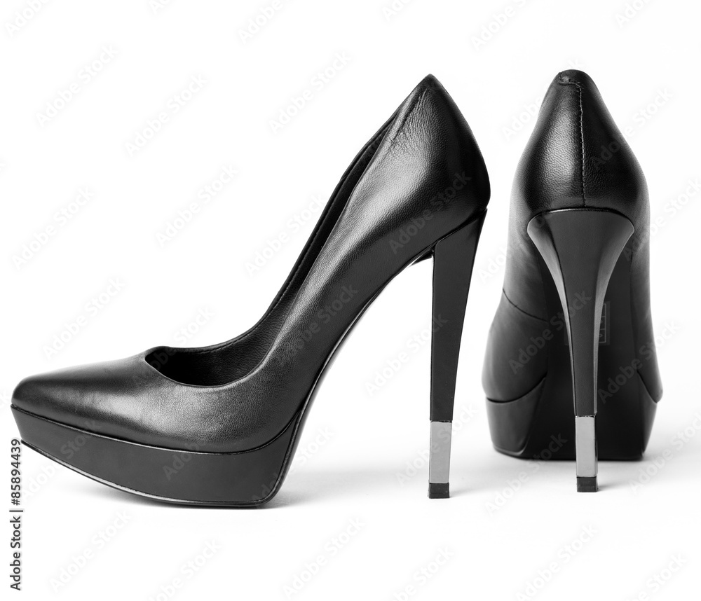 Black leather high heel shoes Black leather high heel shoes
