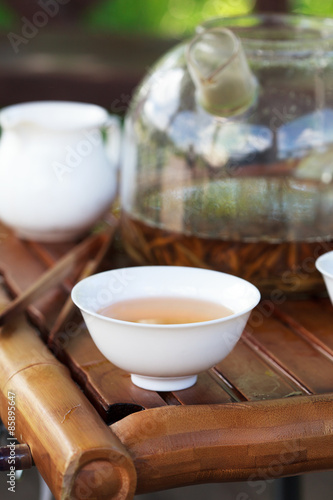 Traditional chinese tea ceremony accessories, selective focus 