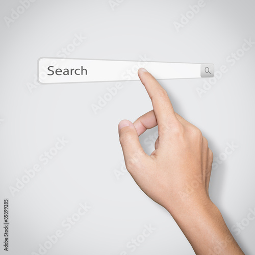 finger click on search www toolbar browser isolated white backgr