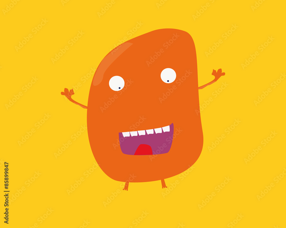 Obraz premium Funny monster on yellow background