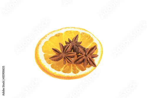 Star anis on a orange
