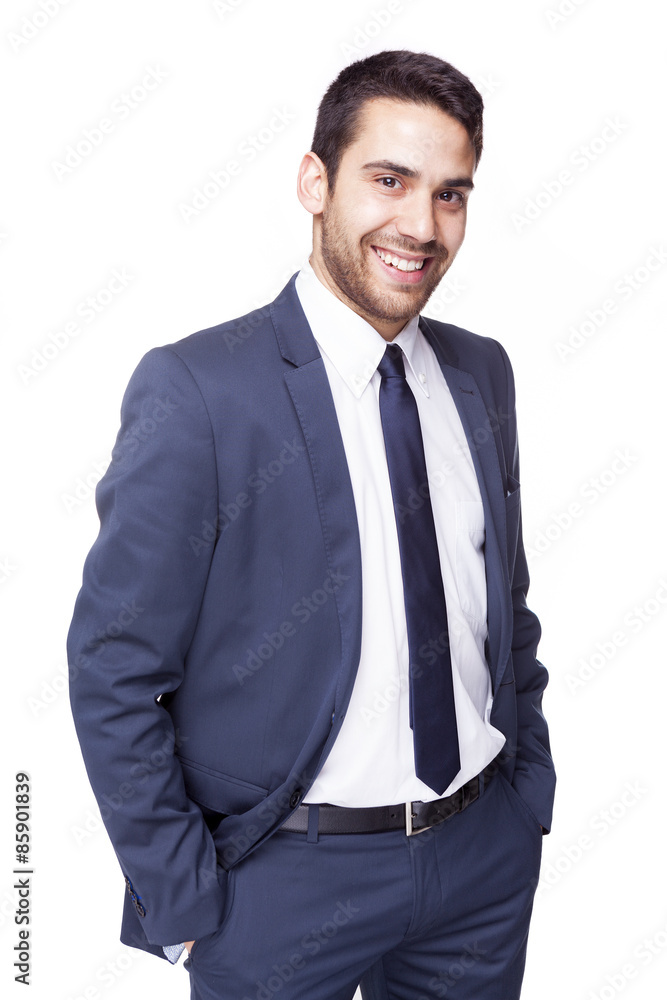 Handsome business man standing on white background Handsome business man standing on white background