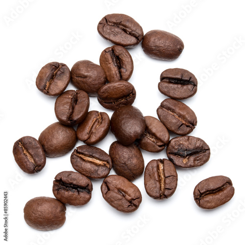 roasted coffee beans isolated in white background cutout