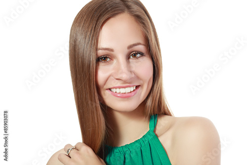 woman touching her hair