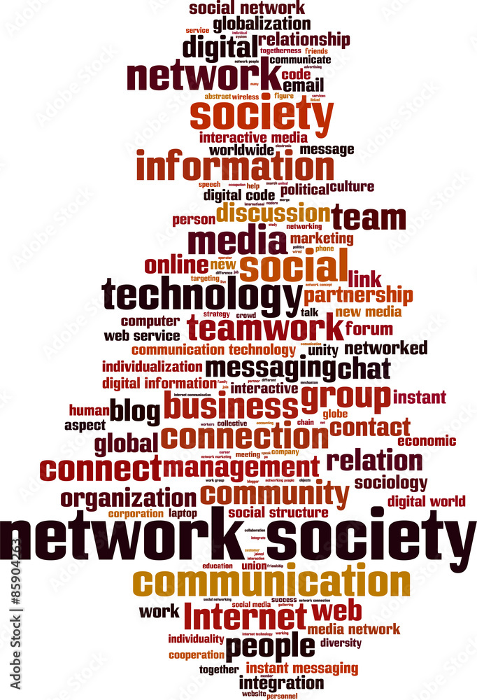 Obraz premium Network society word cloud concept. Vector illustration