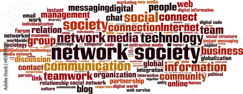 Network society word cloud concept. Vector illustration