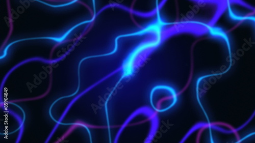 Abstract animated background. Movement of bright glowing curves.