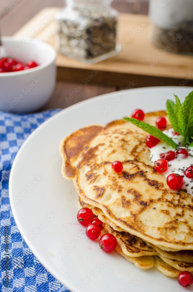 Homemade pancakes with fruit Homemade pancakes with fruit