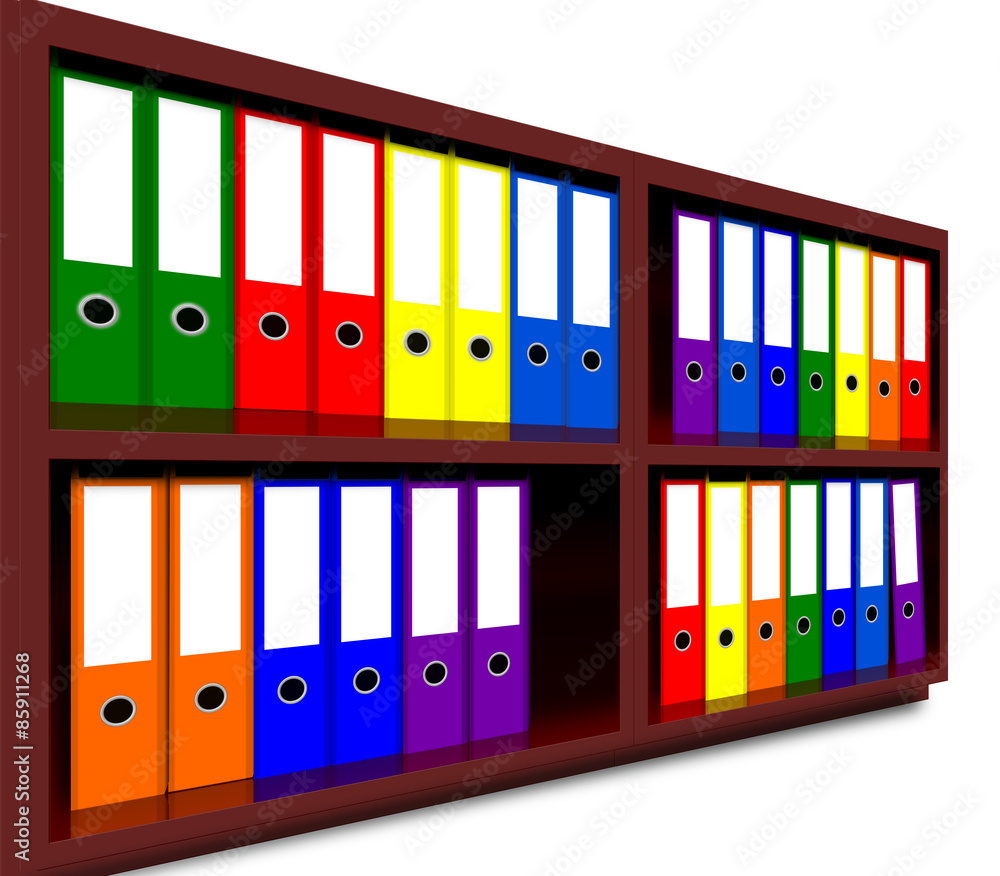 Row of Coloured office binders