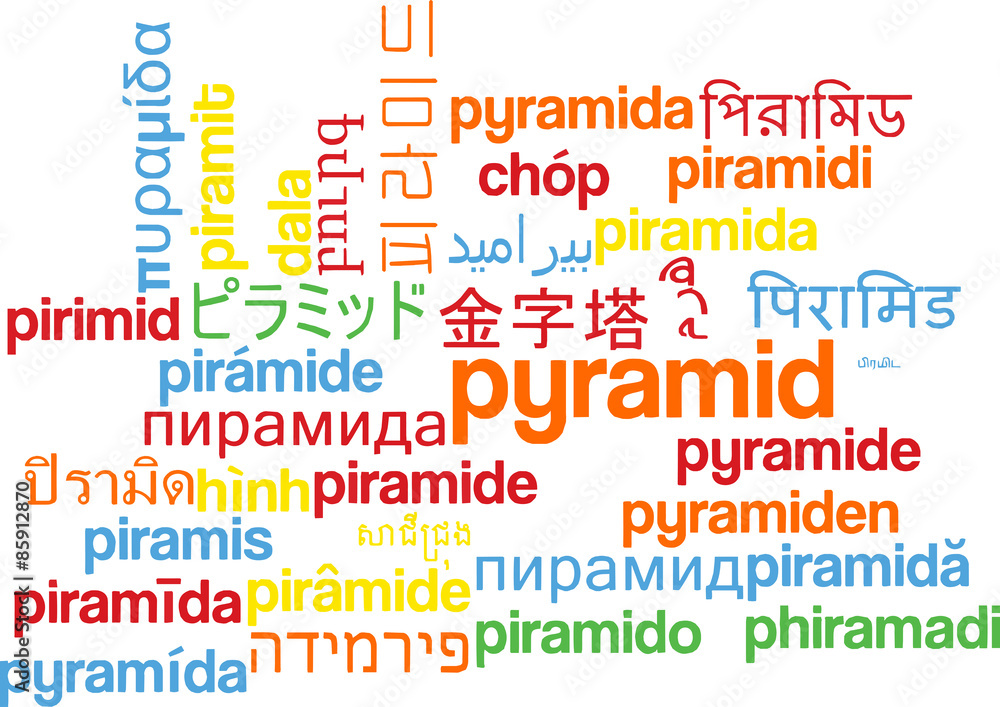 Pyramid multilanguage wordcloud background concept