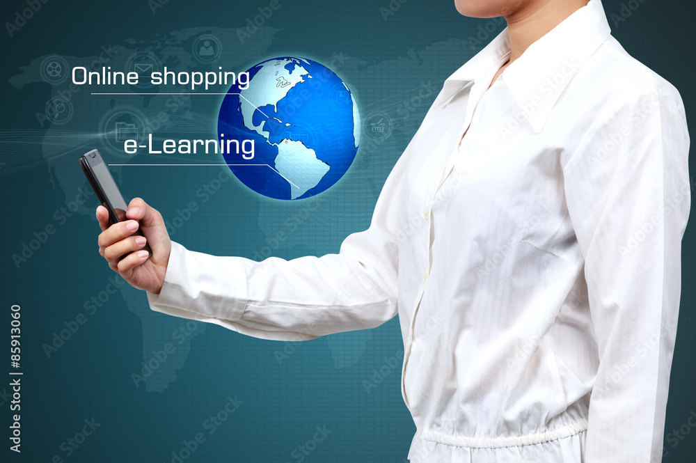 Mobile technology concept on hand. New generation of e-business. Mobile technology concept on hand. New generation of e-business.