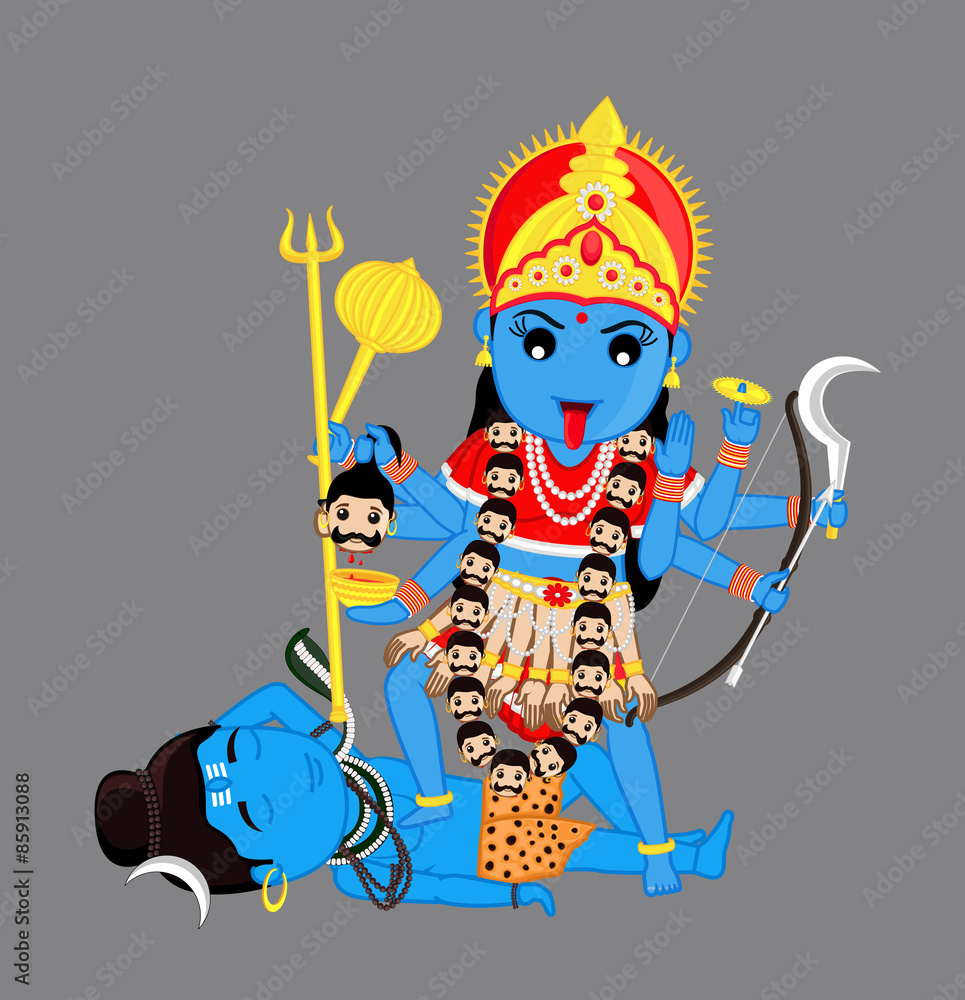 Hindu Goddess Kali Mata Vector Illustration Stock Vector | Adobe Stock