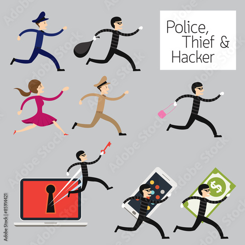 Police run to catch a Thief, Hacker