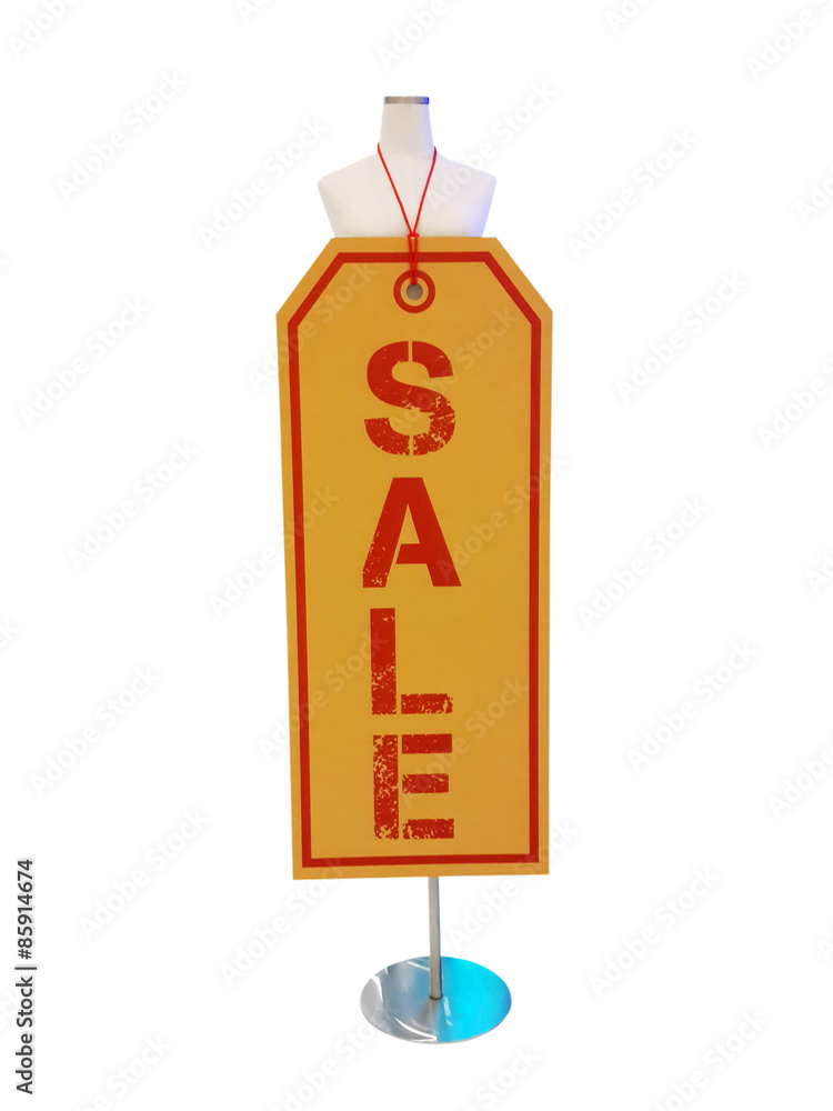 Obraz premium Big Brown SALE tag sign hanging on the stand