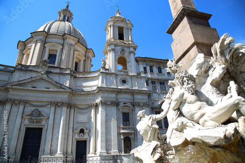 Saint Agnese in Agone with Egypts obelisk in Piazza Navona, Rome