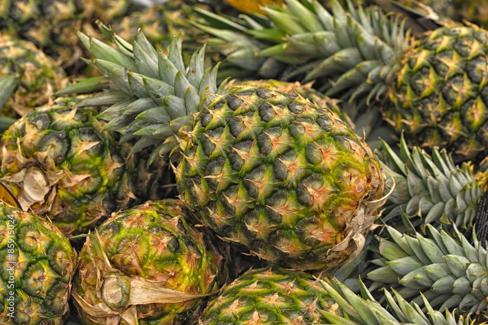 A lot of pineapple fruit background A lot of pineapple fruit background