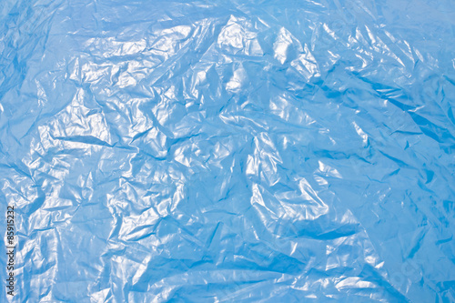Blue crumpled plastic, backgrounds and textures