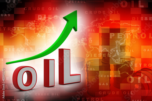 3D rendering oil text with graph photo