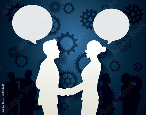 Man and Woman with dialog speech