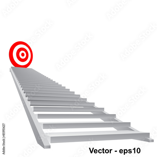 Vector conceptual red target on stair for success