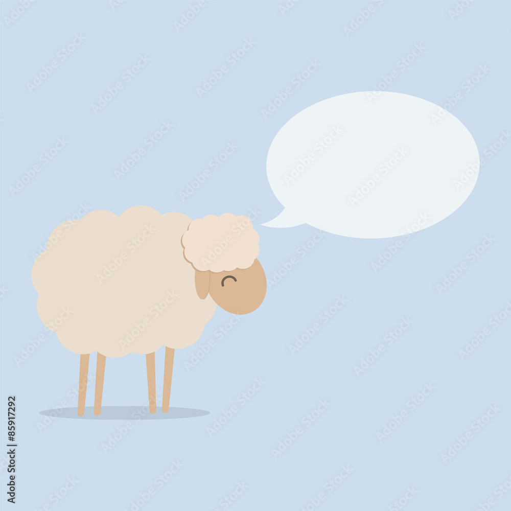 Cute sheep with speech bubble vector illustration, EPS10