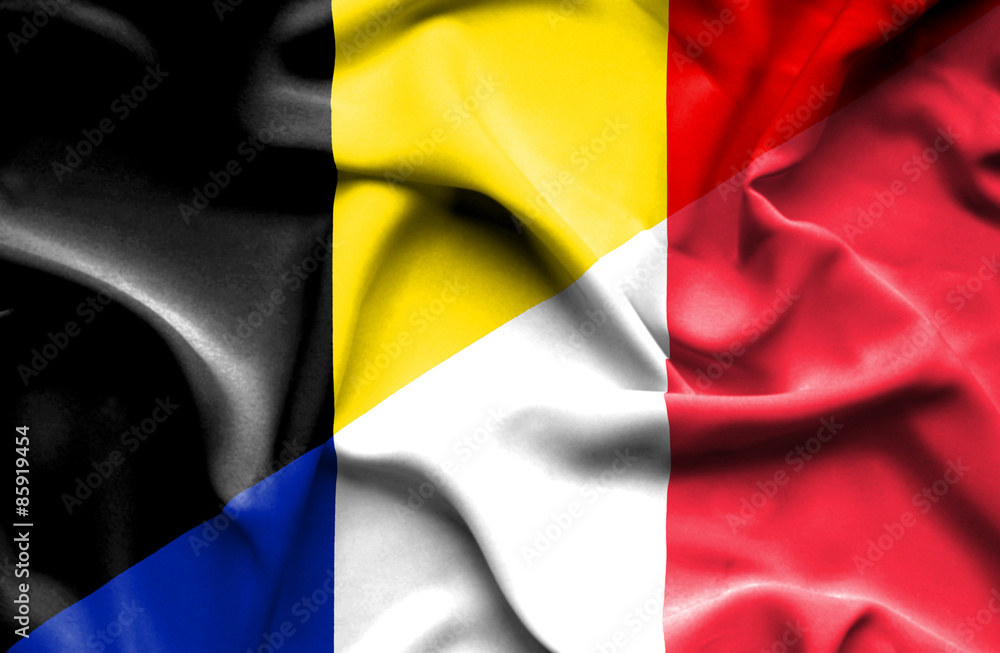 Fototapeta premium Waving flag of France and Belgium