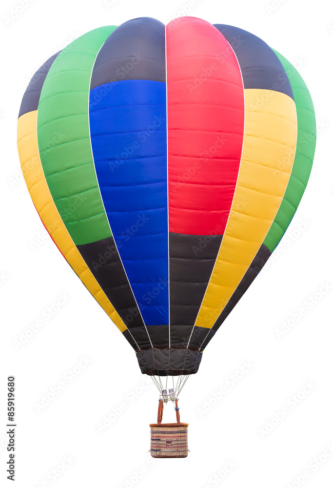 Naklejka premium Balon na ogrzane powietrze izolować na białym tle ze ścieżką przycinającą