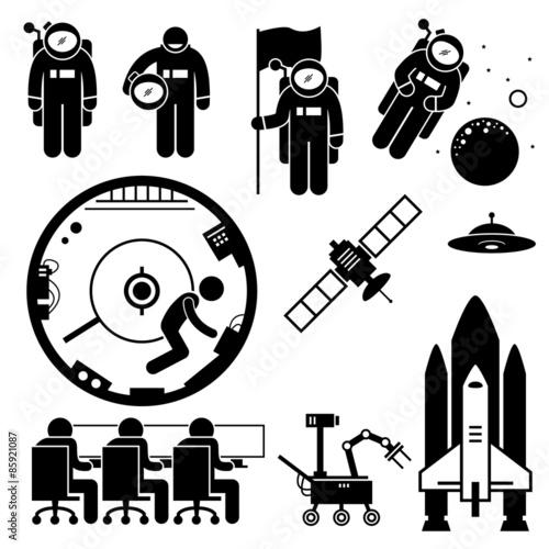 Astronaut Space Exploration Vector Illustrations