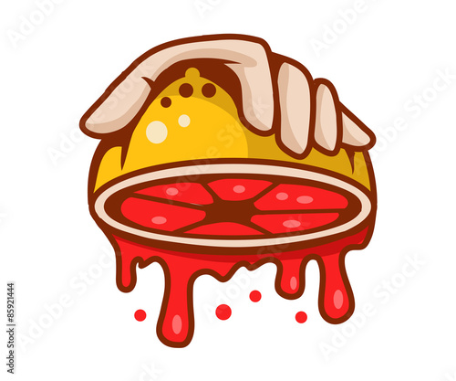 hand squeezes the juice from the grapefruit