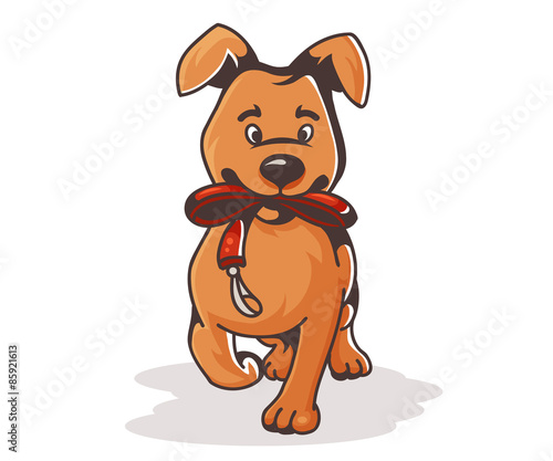 Cartoon dog with the collar
