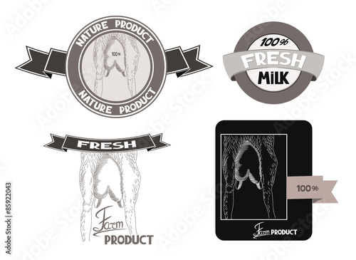 Farm product logos with the goat's udder