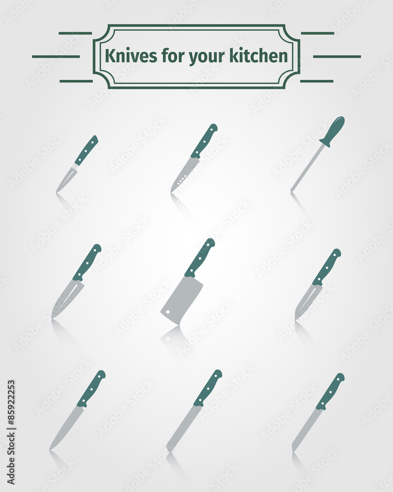 Set of kitchen knives