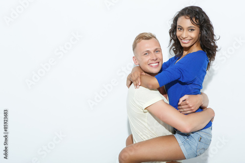 Sweet couple isolated on white