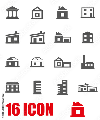 Vector grey buildings icon set