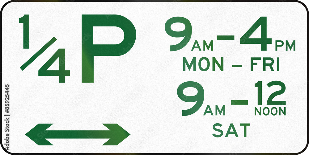 Australian road sign: Parking with time restriction - 1/4 Hour