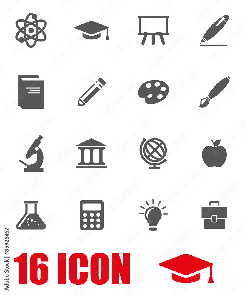 Fototapeta premium Vector grey education icon set