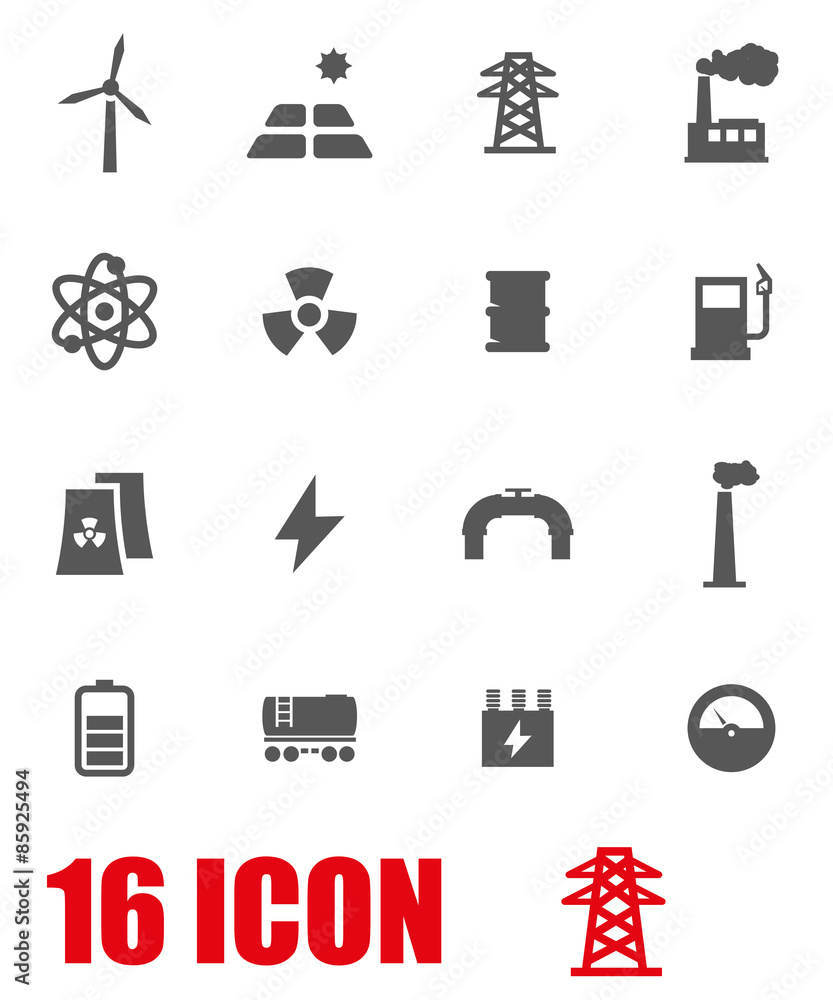 Vector grey energetics icon set Vector grey energetics icon set